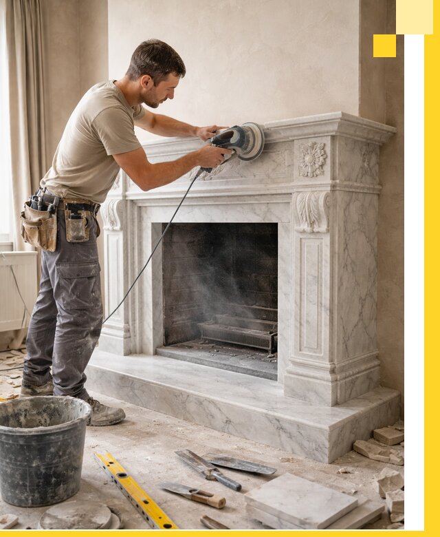 Изготовление и установка мраморных каминов в Биробиджане под ключ