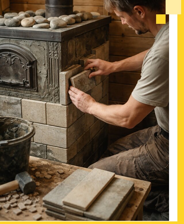 Облицовка банных печей в Биробиджане профессиональная отделка