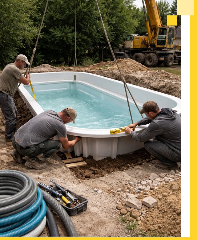 Установка и монтаж композитных бассейнов под ключ в Биробиджане