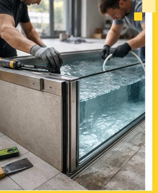 Проектирование и монтаж стеклянных бассейнов в Биробиджане