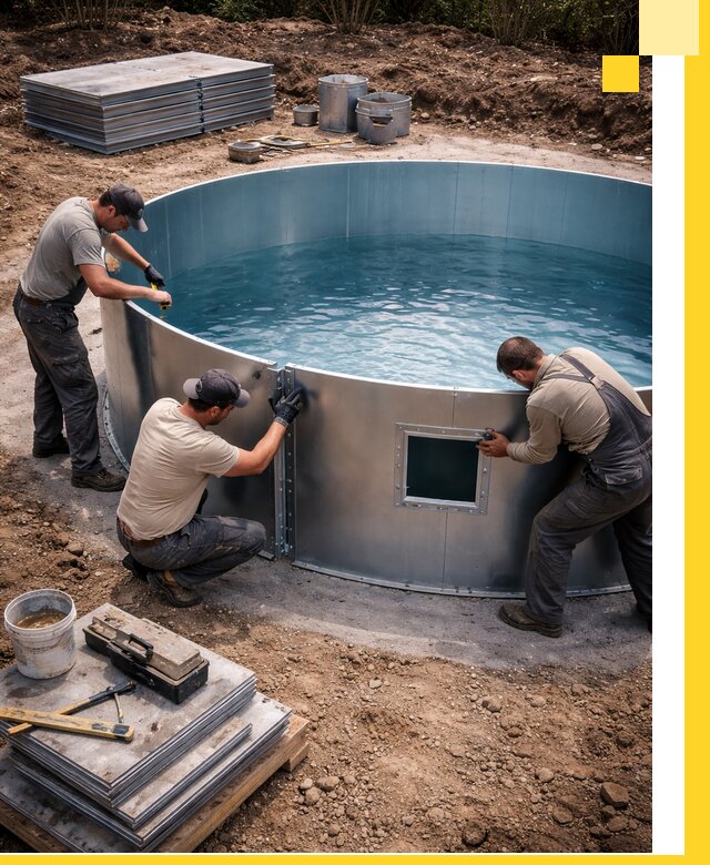 Круглые бассейны под ключ в Биробиджане проектирование и монтаж