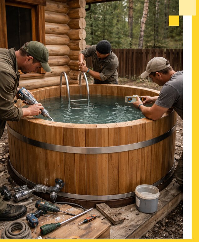 Строительство бань с купелью под ключ и отделкой в Биробиджане