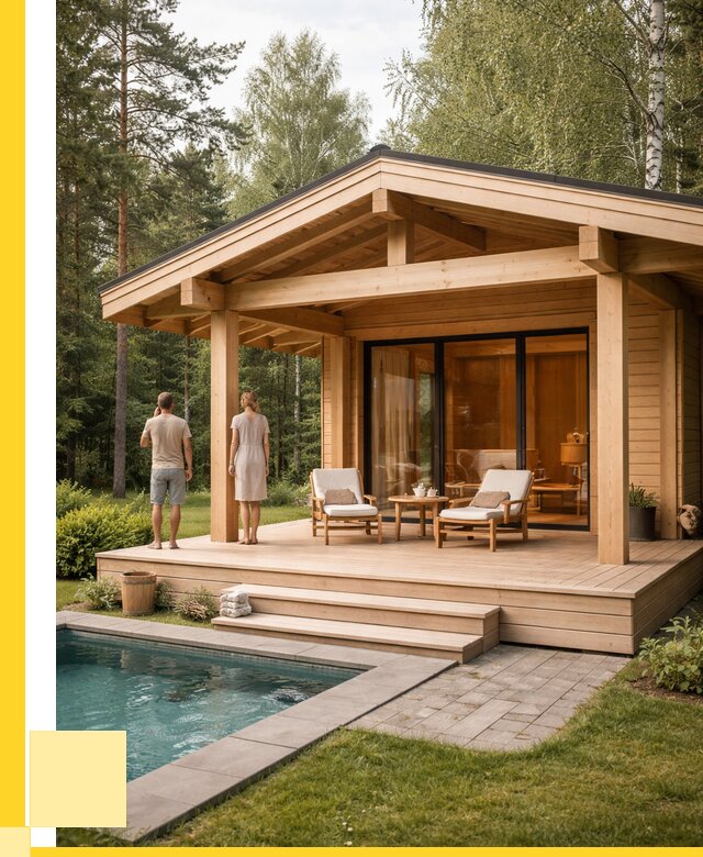 Бани с террасой под ключ в Биробиджане от 608280 р. | ЭриданБрб