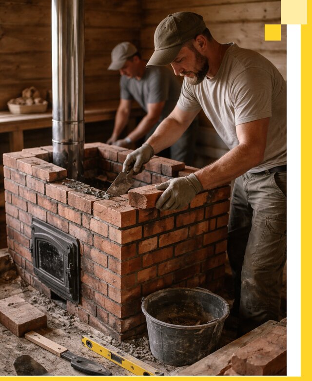 Кирпичные печи для бани под ключ в Биробиджане, проект и монтаж