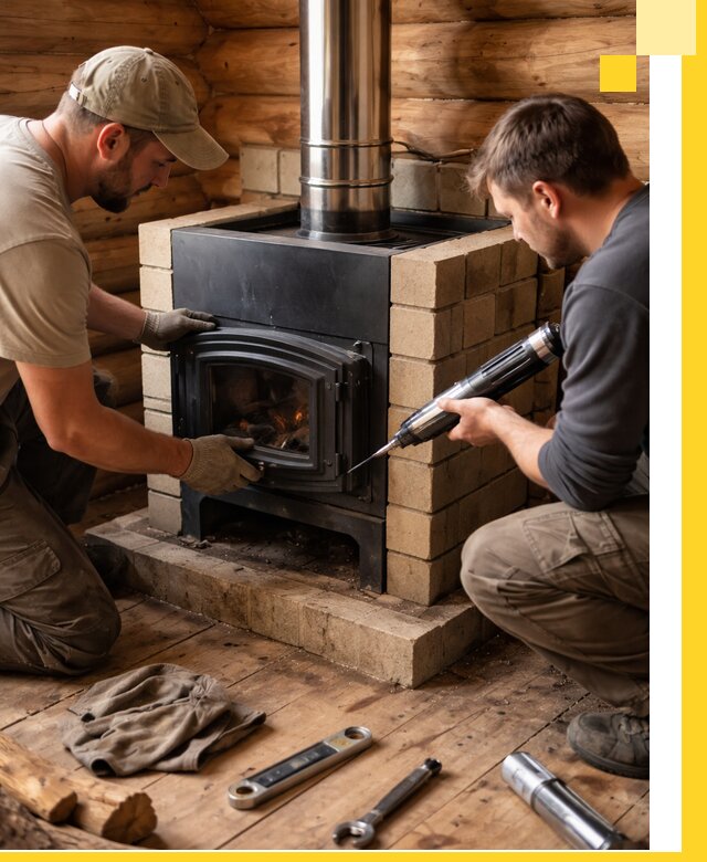 Монтаж и установка печи в бане под ключ с гарантией в Биробиджане