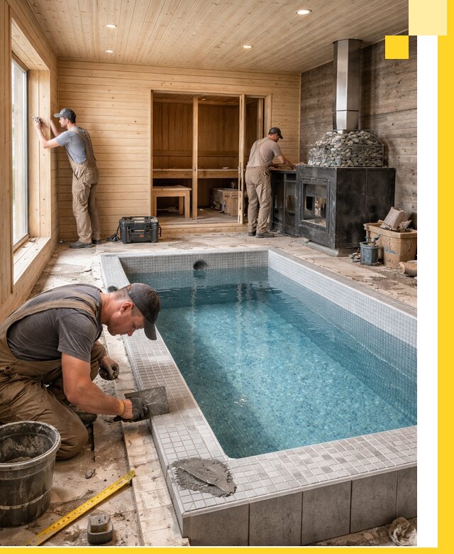 Проект бани с бассейном и сауной в Биробиджане под ключ