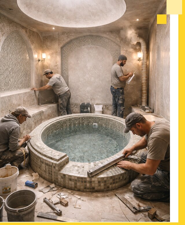 Профессиональное строительство хамама с бассейном в Биробиджане под ключ