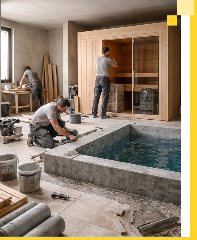 SPA зоны под ключ с бассейном сауной и печью в Биробиджане